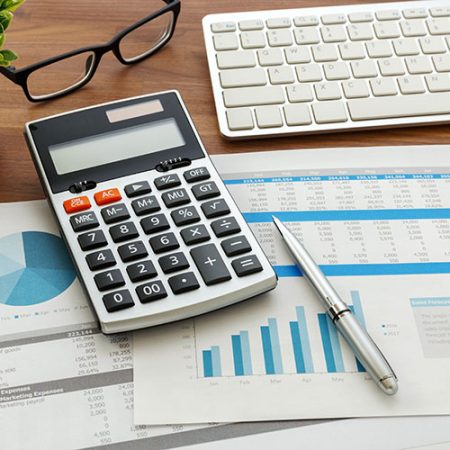 Calculator on company account records and financial records