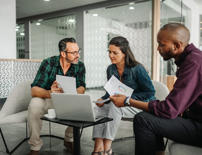 Accountants having a meeting with a client